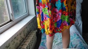 Hot Flower Mini Dress Hot Ladyboy Solo Dance Striptease Big Butt Shemale Booty