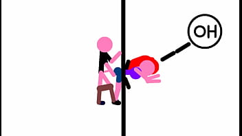 stickman animation: stuck in the wall and fuck