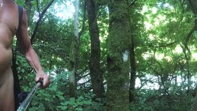 naked hike through the forest and along the road