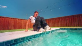 Danielle Gets Wet and Naked Wearing Nylon and a Crop Top