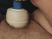 FTM masturbating with magic wand