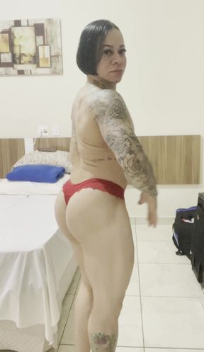 Female bodybuilder in lingerie