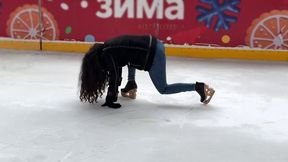 Jeffrey Campbell skate shoes on ice, heelless shoes on ice, girl trying to walk on high heels on ice, sliding shoes