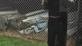 Outside in public at night in leather pants smoking w holder