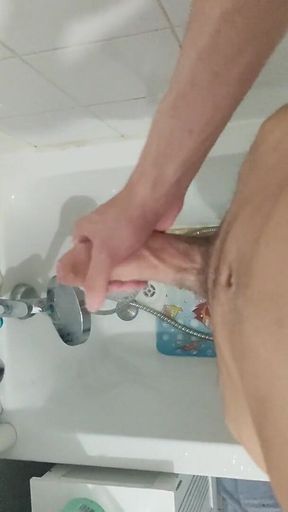 Jerking off a Big, Thick Cock in the Shower