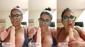 solo masturbation riding dildo with green traksuit - sheila ortega