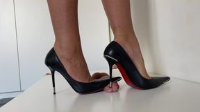 Lady Latisha - Gianmarco Lorenzi Black Leather Stilettos - Cock Trampling CBT Shoejob - POV (4K compression: 15000 kbps for mobile devices)