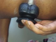 Black Femboy Pounded with BadDragon knockoff Creamy Gape