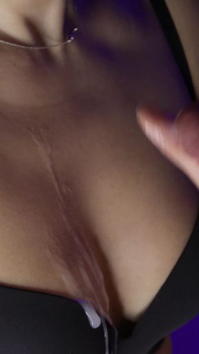Iconic moment from &quot;4K HD: Busty Chinese MILF&#039;s Sensual Handjob Ends in Massive Cumshot on Tits &amp; Bra&quot;