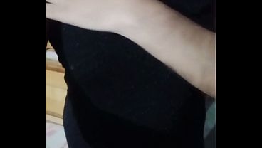 Indian gay Crossdresser Bottom Gaurisissy feeling horny in black dress real homemade sex