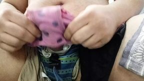 Closeup of me jacking off my dick with my favorite panties