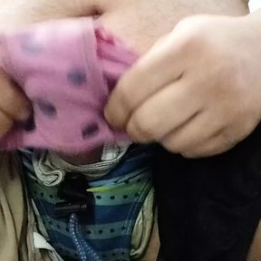 Closeup of me jacking off my dick with my favorite panties