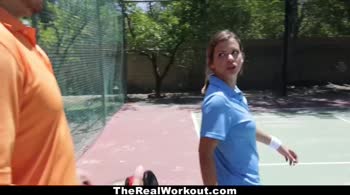 Tennis Titan Keisha Grey Pounded by David Loso after a Sweaty Match