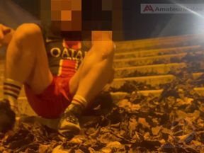 Amateur Boy in Football Gear Caught Wetting Himself in the Street