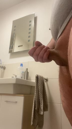 Bathroom cumshot