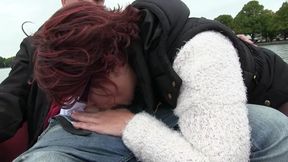 Outdoor blowjob on the lake