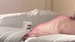 Young man massage 57 year old Mother after going out.