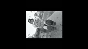 Mature 50+ Nurse Vicki teases in her black and white Hogwarts outfit and spiked boots