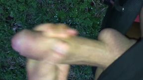 Outdoor Cumshot While Tip Toes Standing in the Sneakers POV