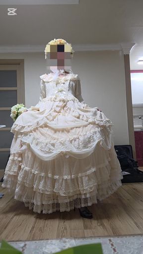 Crossdresser dancing in a dress