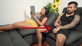 Stepmom plays with her stepson's tool during online class