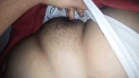 massaging my wife's fat hairy pussy