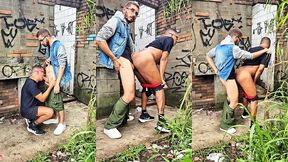 bahian bottom takes another hung bahian s thick cock raw behind abandoned house in the woods