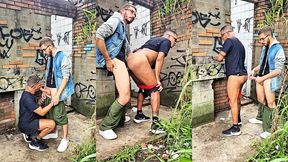 bahian bottom takes another hung bahian s thick cock raw behind abandoned house in the woods