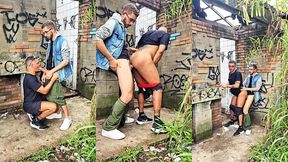 bahian bottom takes another hung bahian s thick cock raw behind abandoned house in the woods