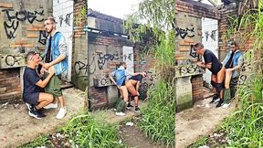 bahian bottom takes another hung bahian s thick cock raw behind abandoned house in the woods