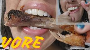 Eating Ribs then Flossing Teeth