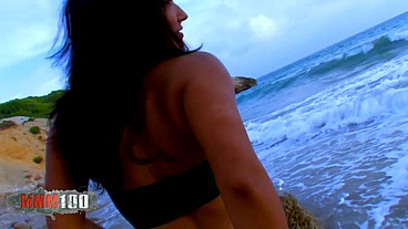 French pornstar Dolce ELEKTRA ass fucked on the beach by andrea-moranty