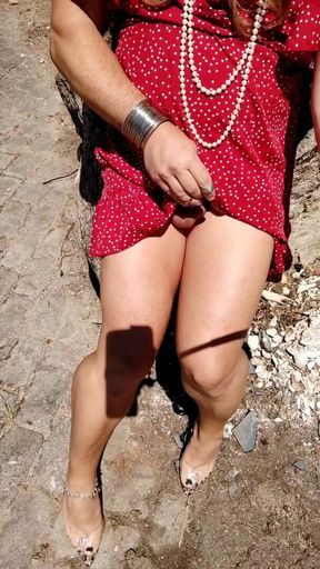 Joana Love Walking and Showing cock in public