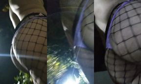 Bubble Butt Femboy Destroyed in Purple Panties and Fishnet