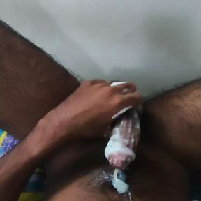 horny Sri Lankan panty boy cummings on the bed