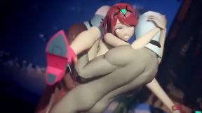 Pyra & Mithra's Steamy Sex Game Adventure in Xenoblade Hentai 3DCG