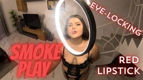Eye-Locking Red Lipstick Smoke Play