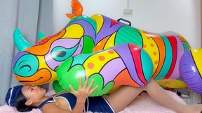 Looner Camylle Sexy Stewardess Sensually Rides Then Deflates Your Huge Rhinoceros Inflatable