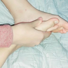 Teen half sister puts on foot cream delicious