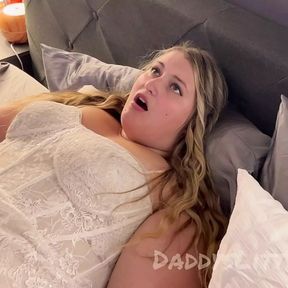 Wife cums on my tongue in wedding dress.  multiple orgasms