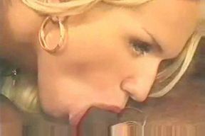 Swarthy dude eats blond Tgirl