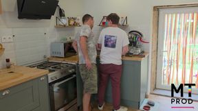 He Fucks His Stepdad in the Kitchen of His Studio