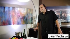 Sarah Jessie stays late at the bar so she can fuck the