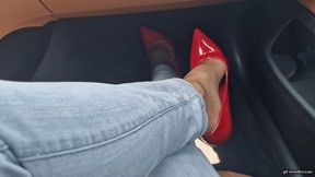 on the highway with red high heels HD mp4 1920x1080