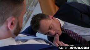 Businessmen in suits suck and anal fuck after long work hours