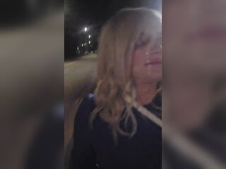 Sissy has to walk home with a giant load of cum of her face, humiliating cumwalk