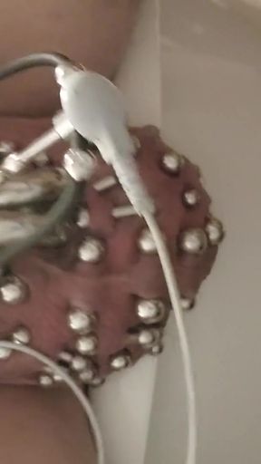 Emotional moment from &quot;Showing of my 2x 00 gauge prince albert piercings ,heavily pierced scrotum estim play until I cum&quot;