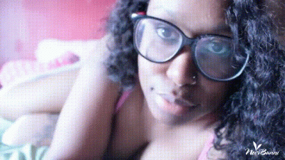 Nerdy Girl Massages her Kitty in White Thigh High Sock