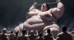 Giant SSBBW Tied up - Tiny Men Exploring Deep Inside Her Wet Cunt