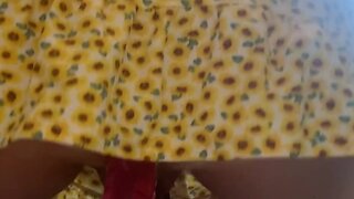 Amateur crossdresser sissy training with toys, butt plugs, and dress chasity cage